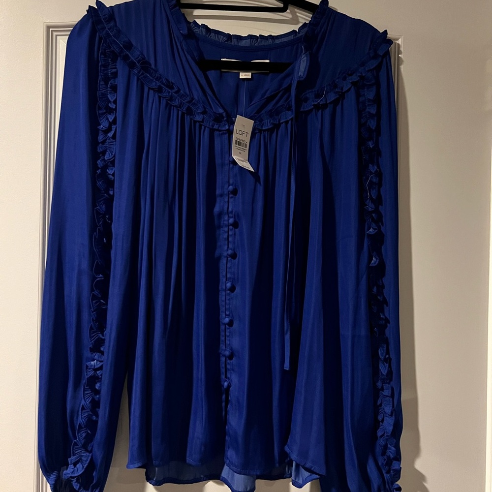 Electric blue satin blouse
